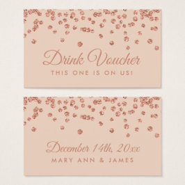 Drink Voucher Rose Gold Glitzer Confetti Blush