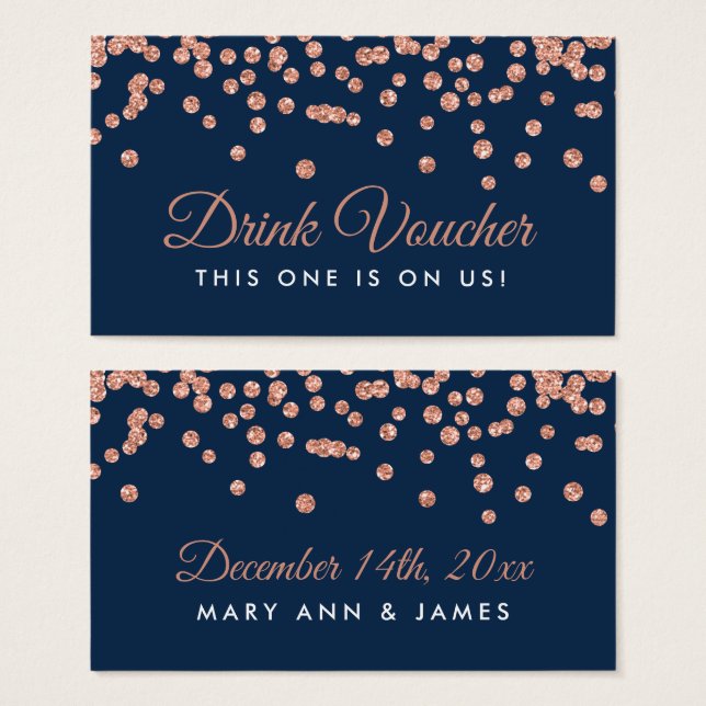 Drink Voucher Rose Gold Imitate Glitzer Confetti M (Vorne & Hinten)