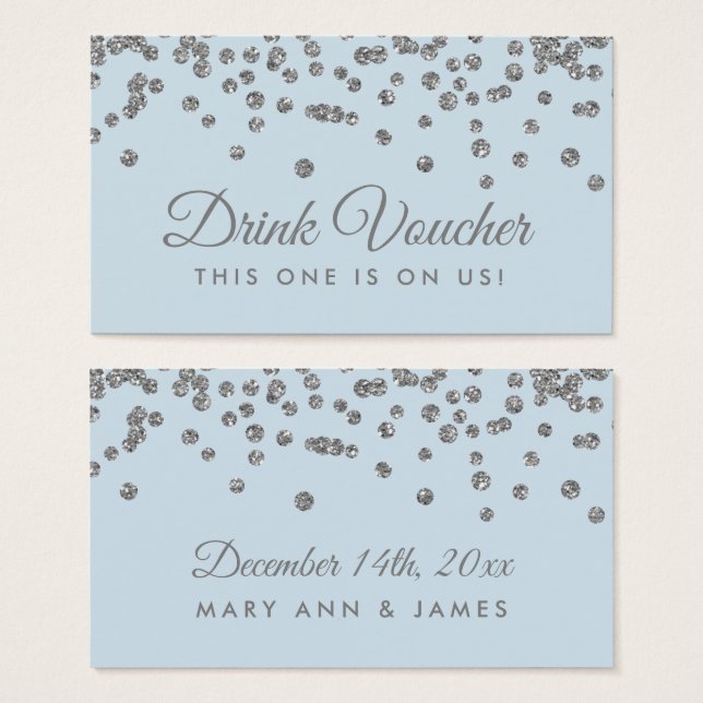 Drink Voucher Silver Imitate Glitzer Confetti Ice  (Vorne & Hinten)