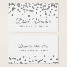 Drink Voucher Silver Imitate Glitzer Confetti Whit