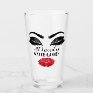 Drink Water Makeup Künstler Eyelash Red Kiss Glas