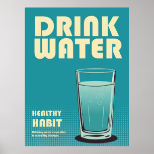 Drink Water Slogan Bauhaus Pop Kunst Design Poster