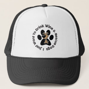 Drink Wein n' Rescue Hunde Trucker Hat Truckerkappe