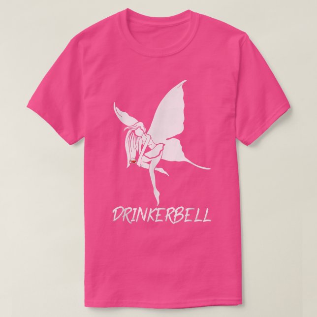 Drinkerbell Fairy Cool Wine Funny Drink Glas W T-Shirt (Design vorne)