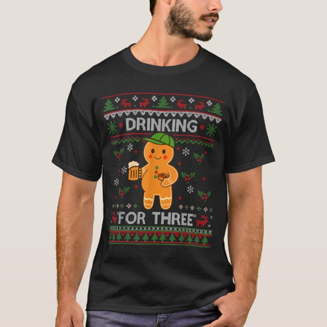 Drinking For Three Pregnancy Announcement Ugly Swe T-Shirt (Vorderseite)