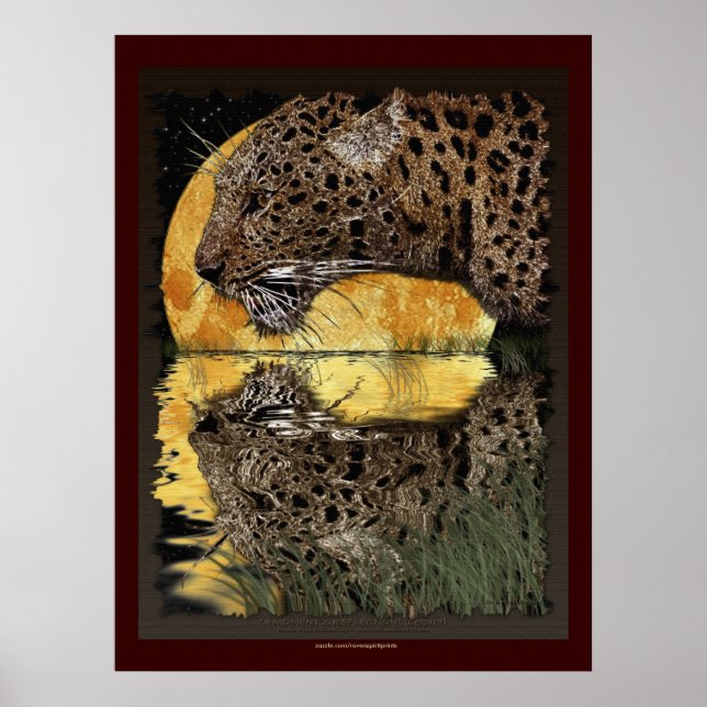 DRINKING LEOPARD at SUNSET Art Poster (Vorne)