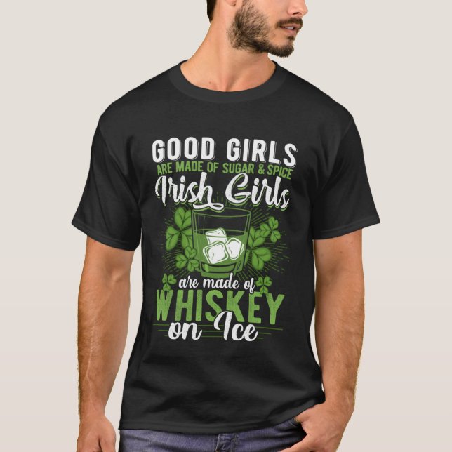 Drinking Wine St Patricks Day Whiskey Irish Ladies T-Shirt (Vorderseite)