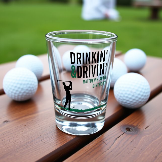 Drinkin's & Drivin' Adult Golf Geburtstagsparty Schnapsglas (Drinkin' & Drivin' Adult Golf Birthday Party Shot Glass
)