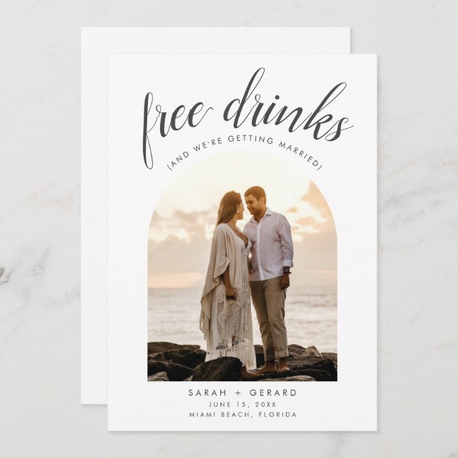 Drinks Arch Foto Beach Hochzeit Save the Date (Vorne/Hinten)