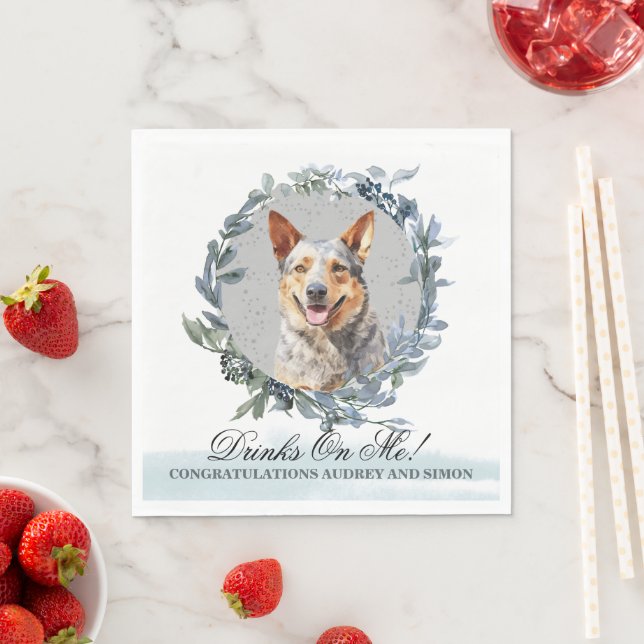 Drinks auf Me Australian Cattle Dog Wedding Serviette (Beispiel)