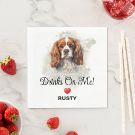 Drinks auf Me King Charles Spaniel Wedding Serviette