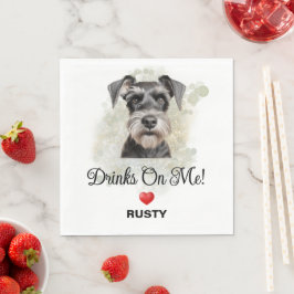 Drinks auf Me Miniature Schnauzer Hochzeit Serviette