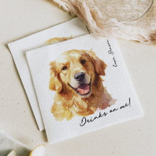 Drinks auf Me Pet Golden Retriever Hochzeit Napkin Serviette