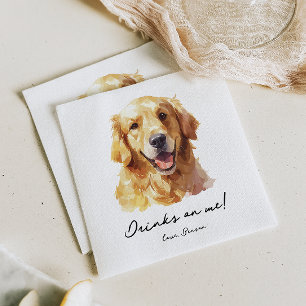 Drinks auf Me Pet Golden Retriever Hochzeit Napkin Serviette