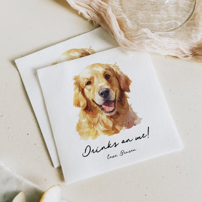 Drinks auf Me Pet Golden Retriever Hochzeit Napkin Serviette (Von Creator hochgeladen)