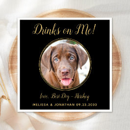 Drinks auf meinem Black Gold Wedding Pet Hund Foto Serviette