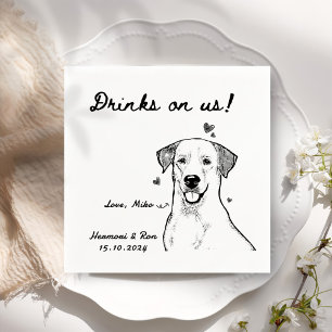 Drinks auf uns Gezeichnet Funny Dog Einfache Hochz Serviette