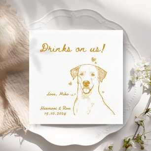 Drinks auf uns Gezeichnet Funny Dog Einfache Hochz Serviette