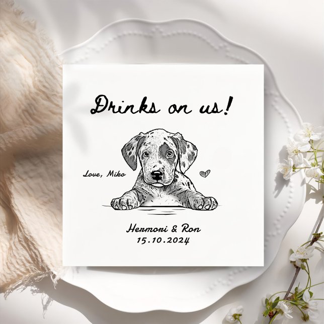 Drinks auf uns Minimalistischen lustigen Hund einf Serviette (Von Creator hochgeladen)