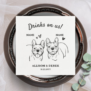 Drinks auf unserem Hund Französisch Bulldogs Weddi Serviette