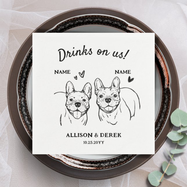 Drinks auf unserem Hund Französisch Bulldogs Weddi Serviette (Von Creator hochgeladen)