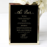 Drinks Bar Gold Calligraphy Black Wedding Sign Poster<br><div class="desc">Drinks Bar Gold Calligraphy Black Wedding Sign</div>