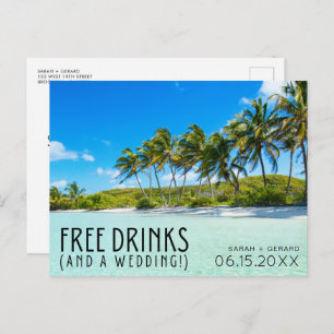 Drinks Beach Hochzeit Save the Date Ankündigungspostkarte
