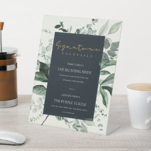 Drinks Cocktail auf der Navy Black Leafy Foliage Sockelschild