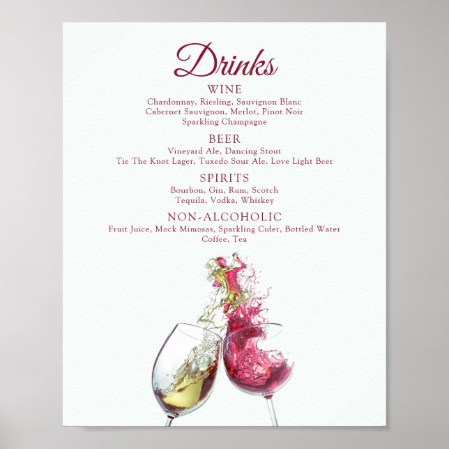 Drinks Elegante Rot-Weiß-Tanz Hochzeit Poster (Vorne)