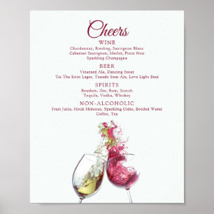 Drinks Elegante Rot-Weiß-Tanz Hochzeit Poster