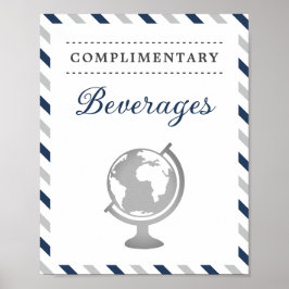 Drinks Getränke Beverages Navy Gray Travel Airplan Poster