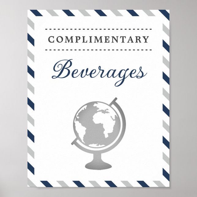 Drinks Getränke Beverages Navy Gray Travel Airplan Poster (Vorne)