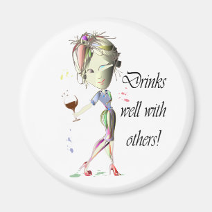 Drinks gut mit anderen, lustige Wine Art Magnet