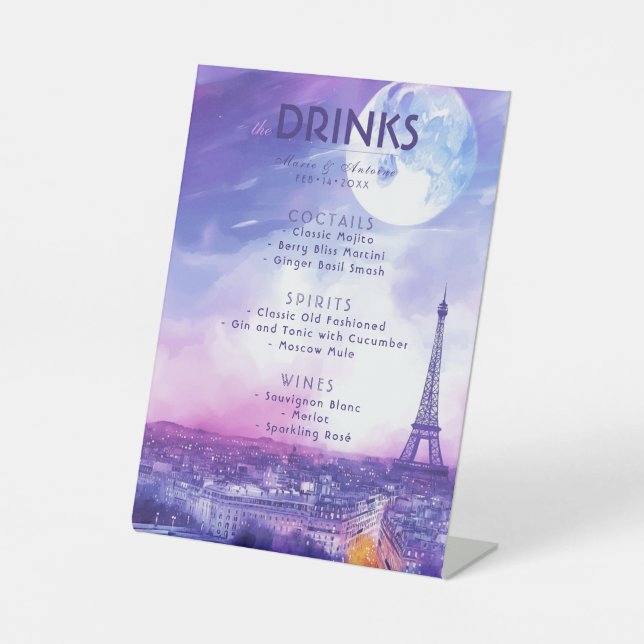 Drinks Menu Amour Éternel à la Parisienne  Sockelschild (Vorderseite)
