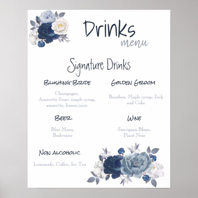 Drinks Menu Wedding Poster (Vorne)