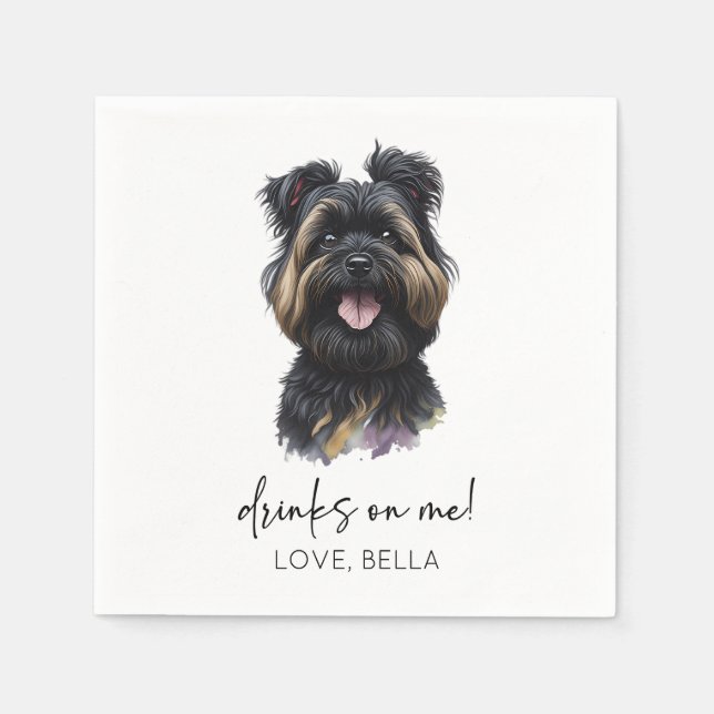Drinks On Me! Affenpinscher Dog Wedding Serviette (Vorderseite)