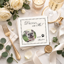 Drinks on Me Custom Pet Photo Old Money Wedding Serviette