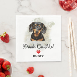 Drinks on Me Dachshund Wedding Serviette