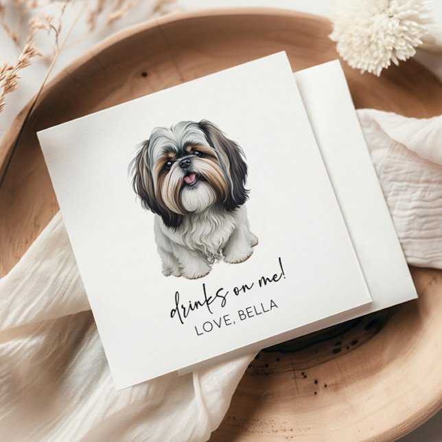 Drinks On Me! Shih Tzu Dog Pet Wedding Serviette (Von Creator hochgeladen)