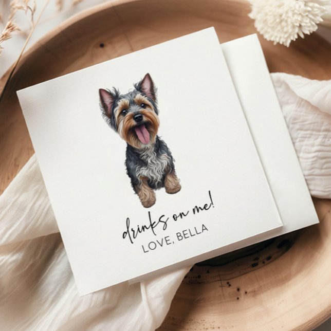 Drinks On Me! Yorkshire Terrier Yorkie Dog Wedding Serviette (Von Creator hochgeladen)