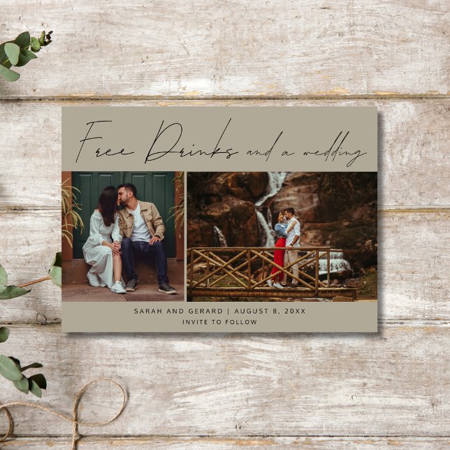 Drinks und ein Hochzeitsfest Save the Date (Free Drinks and a Wedding Photo Save the Date)