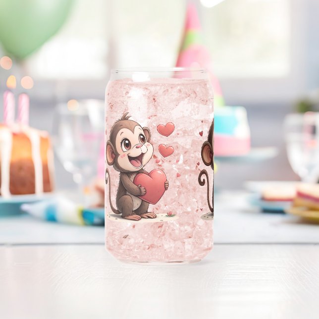 Drinkware Set Monkey Love Red Hearts  Dosenglas (Insitu (Geburtstag))