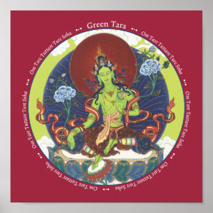 DRINT Green Tara - mit Mantra Poster