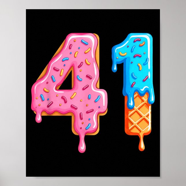Drip 41 Meme Cool Baseball Style Number Forty One  Poster (Vorne)