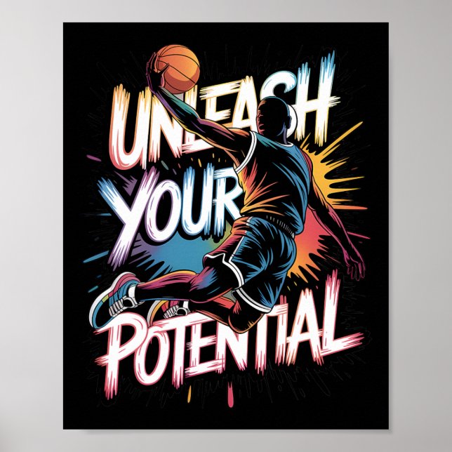 Drip Sketll Entfessle Dein Potenzial Slam Dunk Far Poster (Vorne)