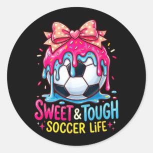 Drip Soccer Girl Girls Coquette Bow Soccer Runder Aufkleber