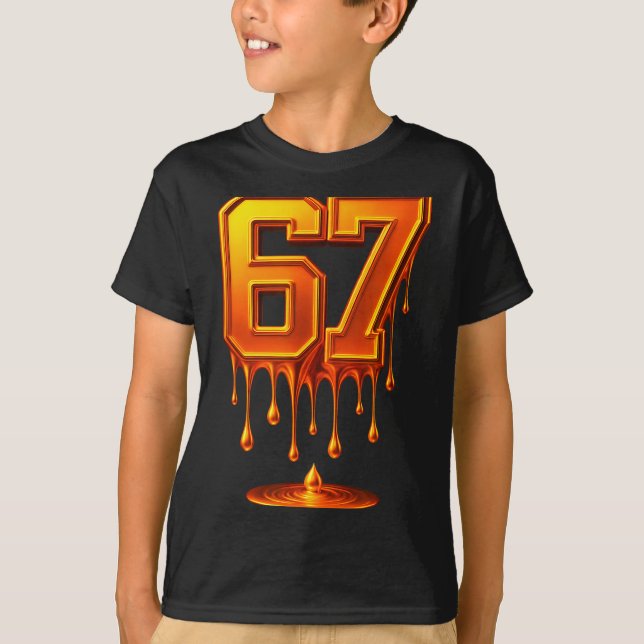 Dripng Gold 67 Meme Respect The Drip 67 Golden Aur T-Shirt (Vorderseite)