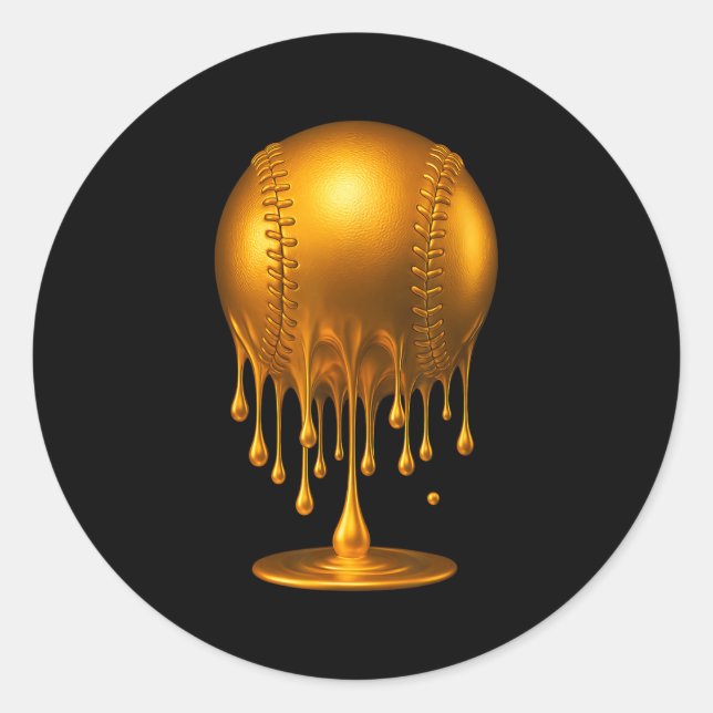 Dripng Gold Baseball respektieren den Tropfen Base Runder Aufkleber (Vorderseite)