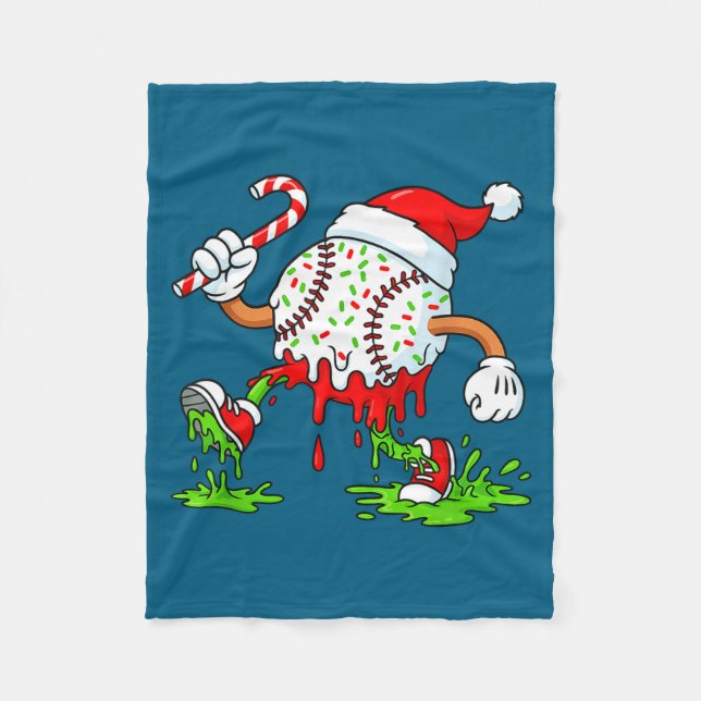 Dripng Ice Cream Baseball Santa Hat, Xmas Pajama K Fleecedecke (Vorderseite)