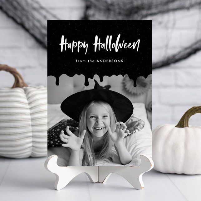 Dripping Blood Black Halloween Foto Card (Von Creator hochgeladen)
